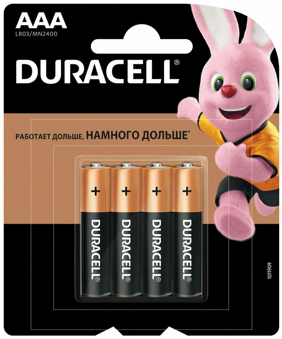 Батарейки Duracell AAA (LR3/MN2400, 1,5V, Alkaline) BL-4