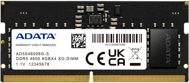 Оперативная память SODIMM DDR5 8ГБ 4800МГц ADATA (AD5S48008G-S)