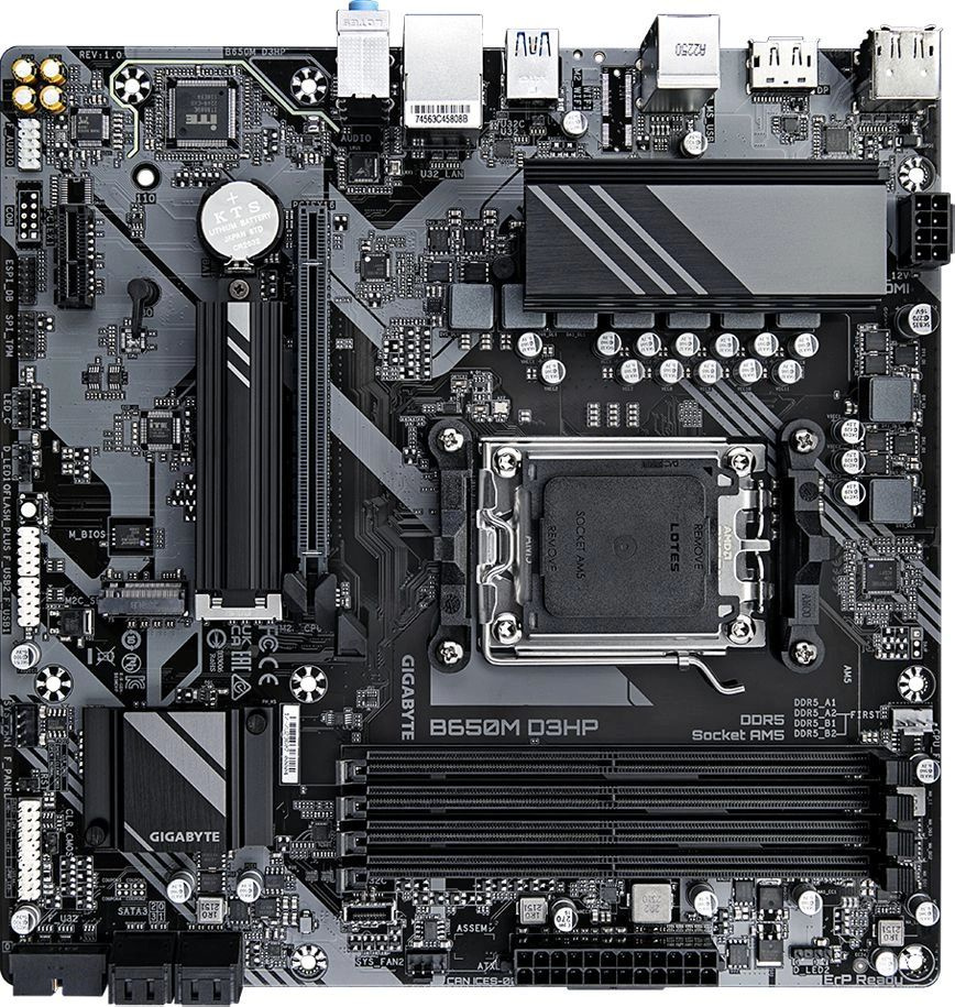 Материнская плата GIGABYTE B650M D3HP (AM5, 4xD5, 9 фаз, 2xARGB, 1xRGB, 2xM.2, 2xSYS_FAN, USB-C)