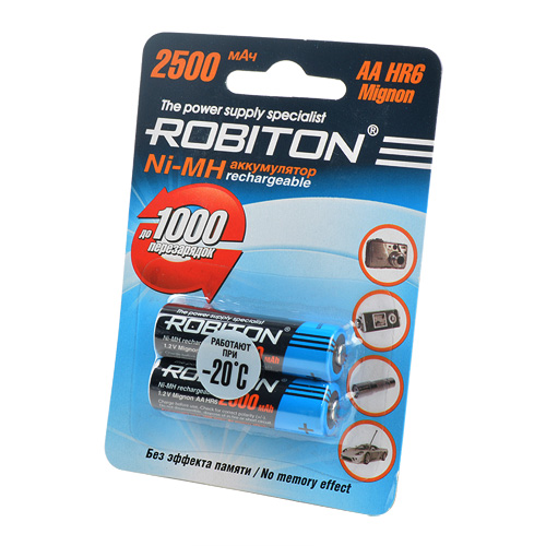 Аккумулятор AA ROBITON 2500MHAA-2 (R6 2500 mAh, Ni-MH, 1.2В)
