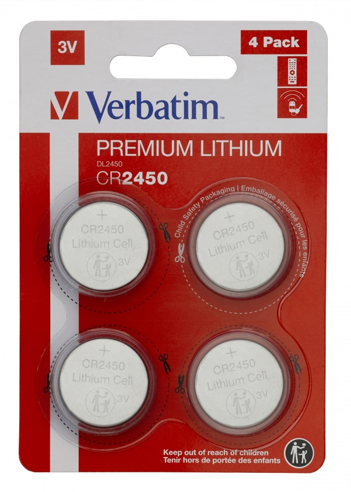 Батарейки Verbatim CR2450 Lithium Premium 3V (4 шт) 49535