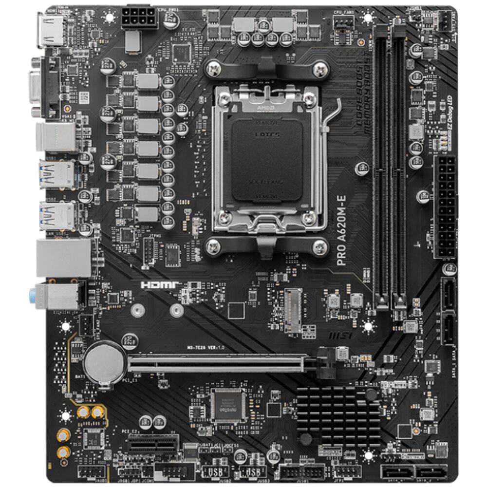 Материнская плата MSI PRO A620M-E (AM5, 9 фаз, 2xD5, 1xRGB, 2xSYS_FAN, 1xM.2, 4xSATA) 911-7E28-014