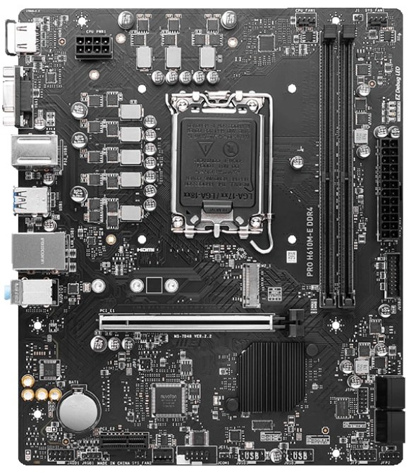 Материнская плата MSI PRO H610M-E (LGA1700, 8 фаз, 2xSYS_FAN, 1xRGB 12В, 1xM.2, 2xDDR4) 911-7D48-021