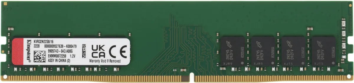 Оперативная память DDR4 16ГБ 3200МГЦ (JEDEC, CL22) Kingston ValueRAM (KVR32N22S8/16)