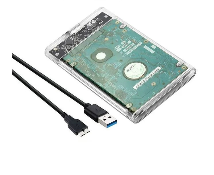 Внешний корпус 2,5" для HDD/SSD прозрачный (SATA, USB 3.0)