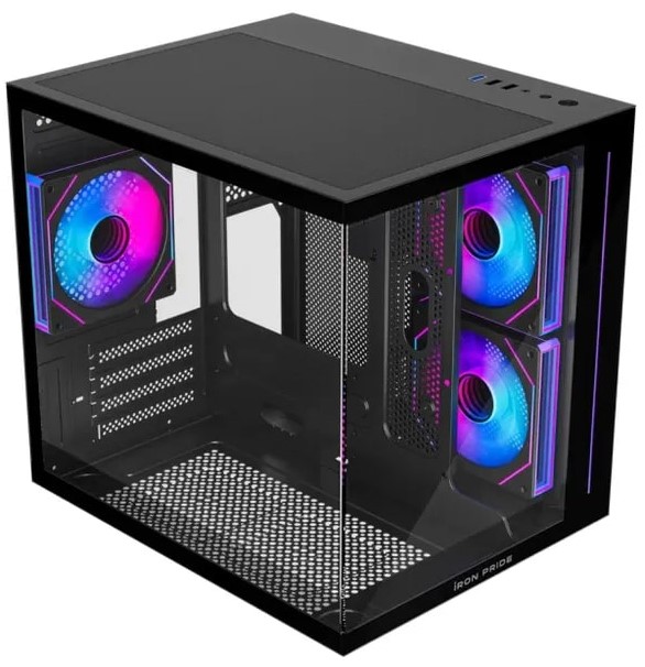Корпус Prime Box Iron Pride Invader Q11 (Midi Tower, mATX, 3x120мм ARGB, 1xUSB3.0, 2xUSB2.0, пульт)