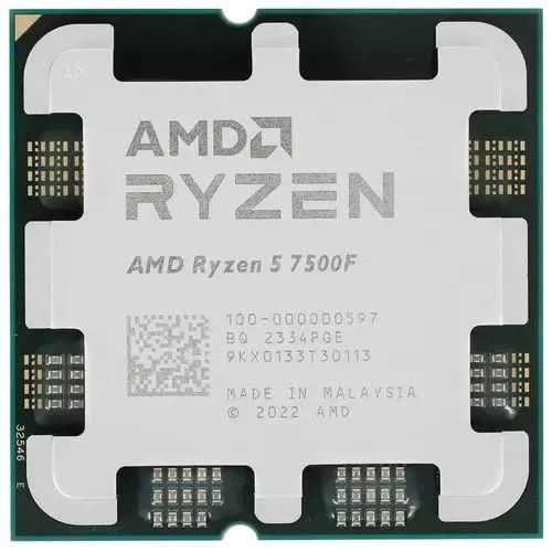 Процессор AMD Ryzen 5 7500F (6C/12T, 3.7-5.0ГГц, 65W, AM5, OEM) 100-000000597