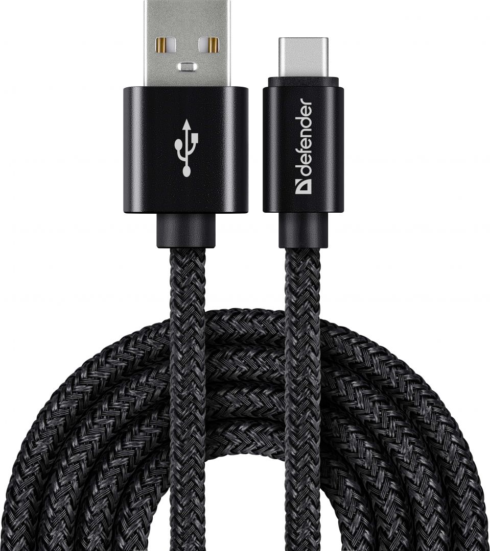 Кабель USB-A -> USB-C 1м Defender USB09-03T PRO (2.1А, USB2.0, до 480 Мбит/с) 87814