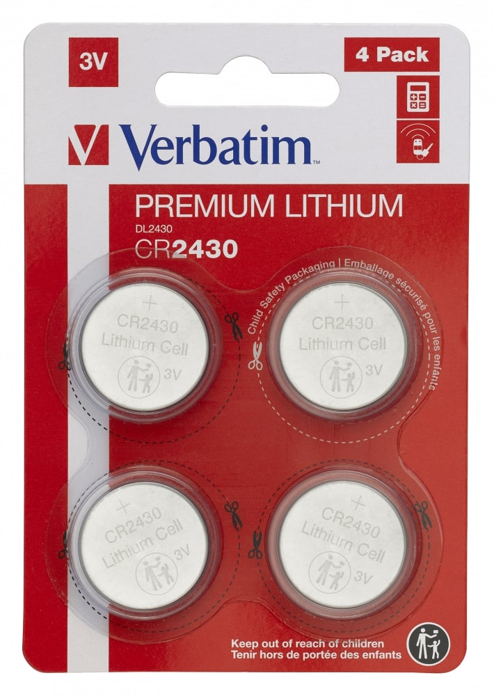 Батарейки Verbatim CR2430 Lithium Premium 3V (4 шт) 49534