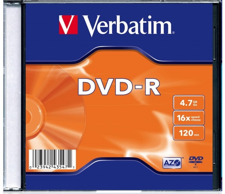 Диск DVD-R Verbatim Matt Silver (4,7 Гб, 16x, Slim Case) 43547