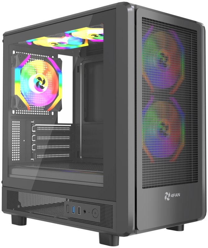 Корпус 4FAN Goldrim (Mini Tower, mATX, 1xUSB3.0, 1xUSB2.0, 5x120мм, ARGB) 