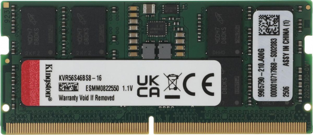 Оперативная память SODIMM DDR5 16ГБ 5600МГц Kingston Valueram (KVR56S46BS8-16)