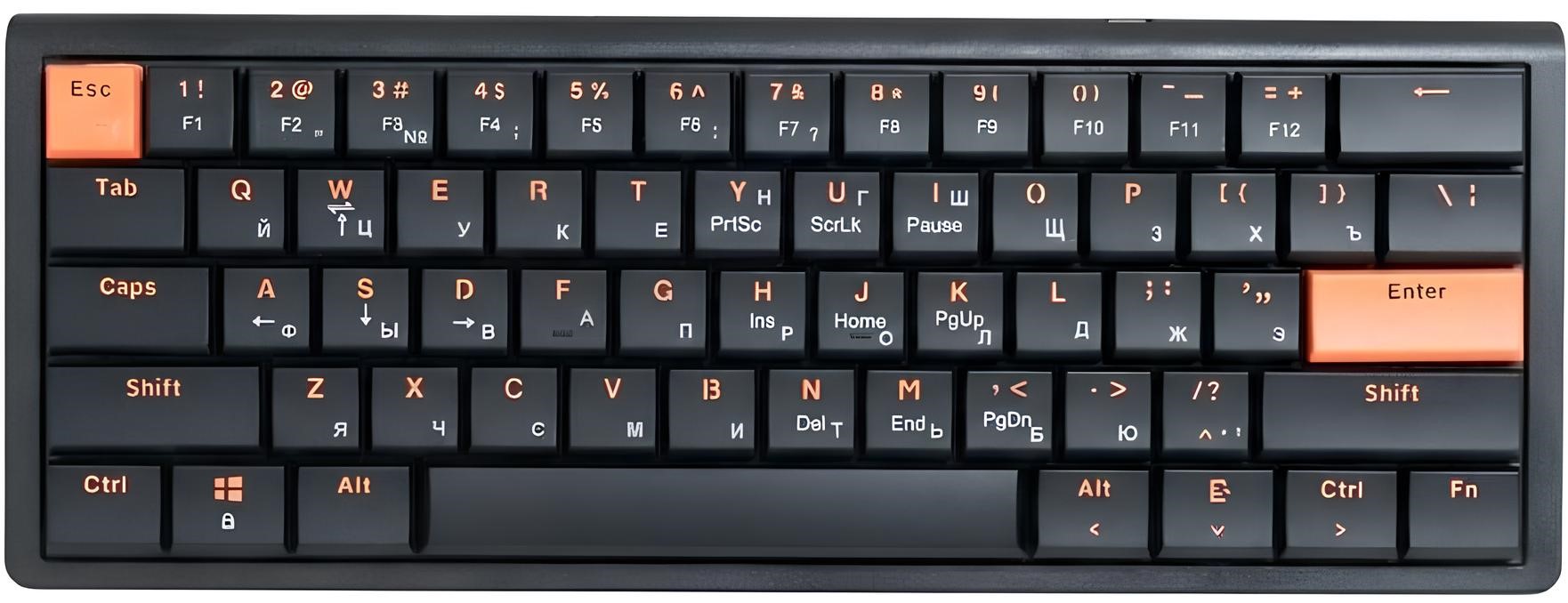Клавиатура игровая механическая AJAZZ NKL61 (низкий профиль, 60% / 61 кл., Dwarf Red LP, USB-C)