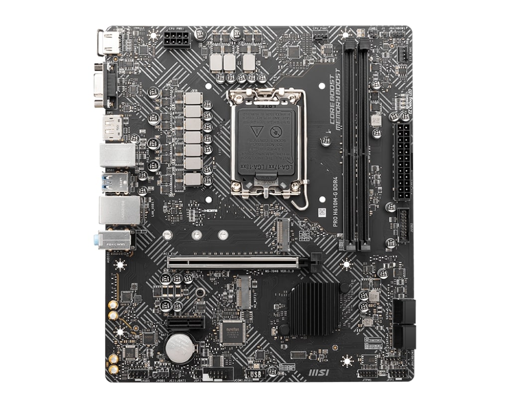 Материнская плата MSI PRO H610M-G DDR4 (LGA1700, 10 фаз, 2xD4, 2xARGB, 1xRGB, 1xSYS_F) 911-7D46-228