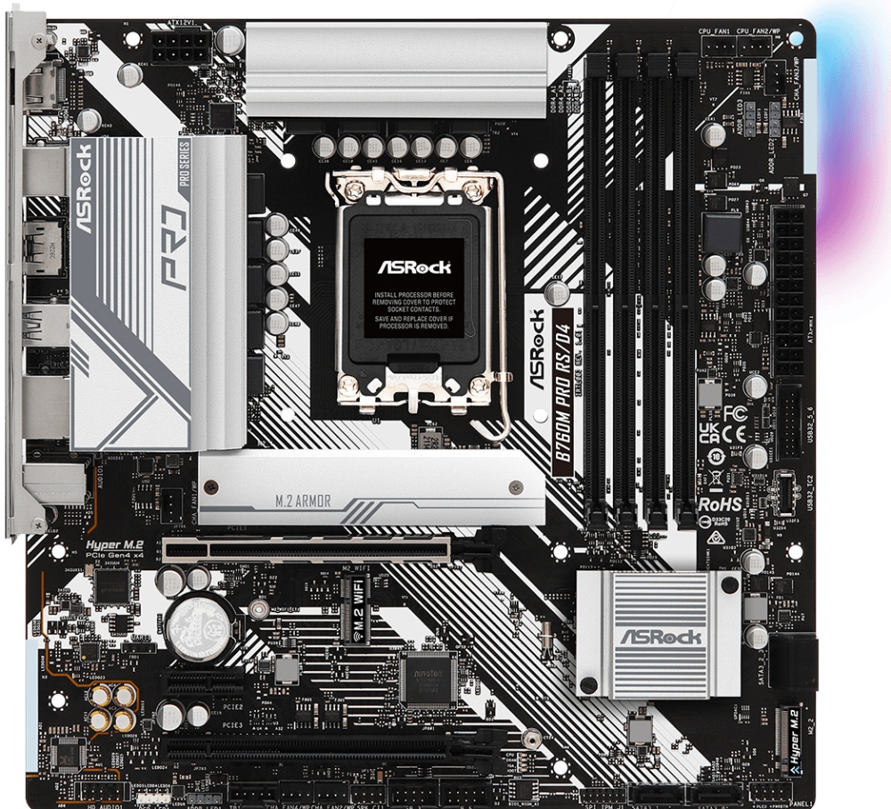 Материнская плата ASRock B760M Pro-A/D4 (1700, 9ф, 4xD4, 3xARGB, 4xSYS_FAN, USB-C) 90-MXBNC0-A0UAYZ
