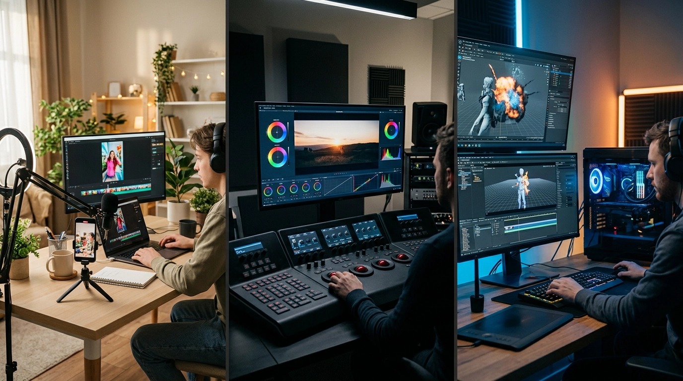 Уровни сложности видеомонтажа от 1080p до 8K и 3D графики